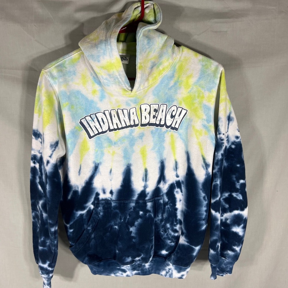 Art & Sol Hoodie Indiana Beach Tie Dye Blue Yellow Unisex XL